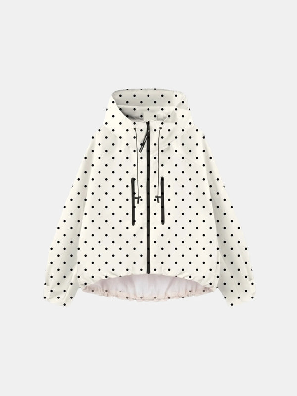 STM-TEX™ Giacca Antipioggia Corta Oversize a Pois Taglia Unica