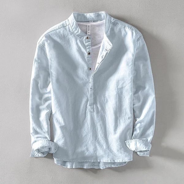 Arturo | Camicia in Lino con Collo alla Coreana