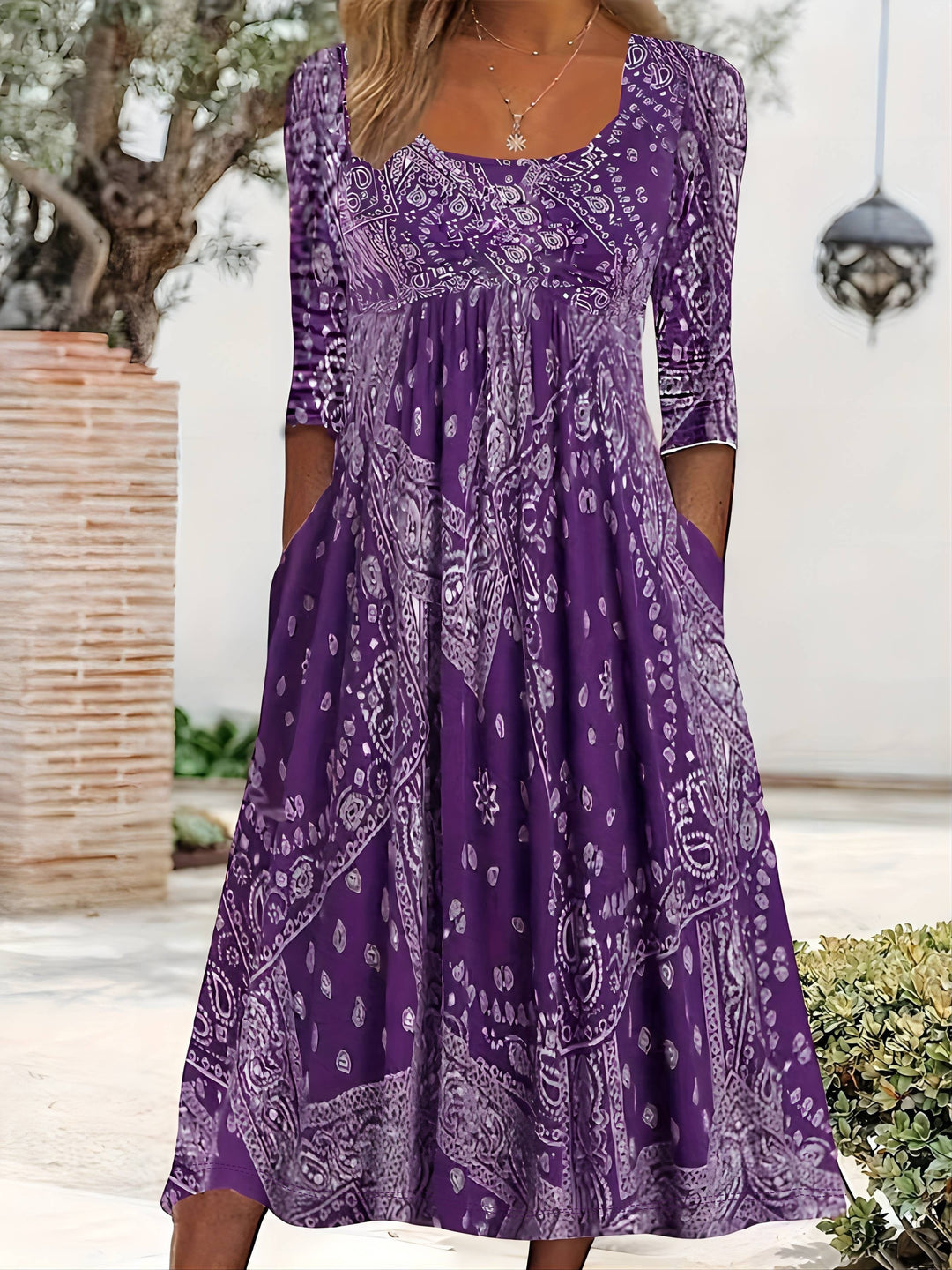 ELOWEN | ABITO MIDI A MANICHE LUNGHE CASUAL