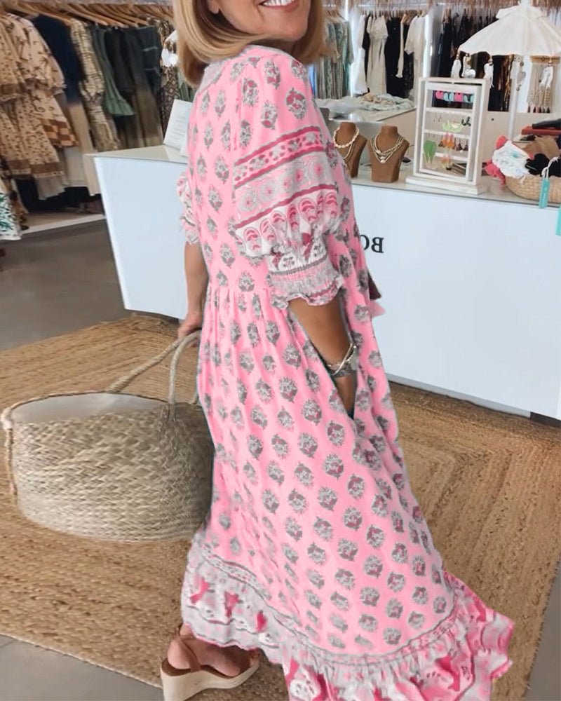 MANA | ABITO MIDI FLOREALE CHIC CON SCOLLO A V