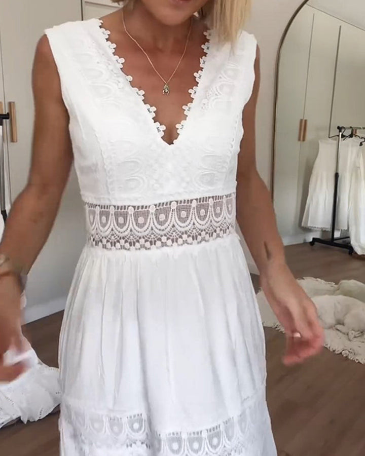 Circe - Abito Canotta in Pizzo con Scollo a V