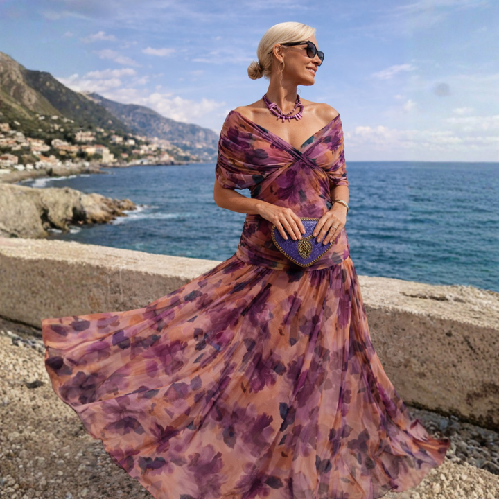 ROSSANA – Abito lungo con spalle scoperte