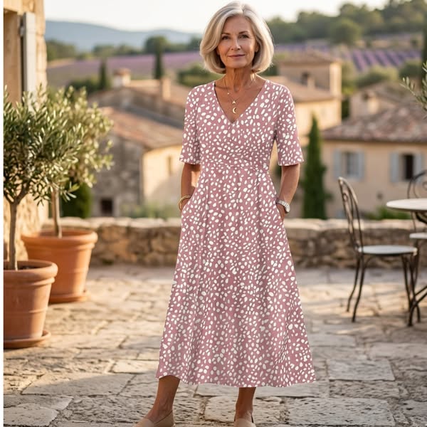Fiore | Abito midi a pois modellante