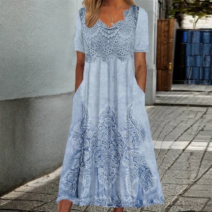 INDIGO | ABITO MIDI FLOREALE ELEGANTE