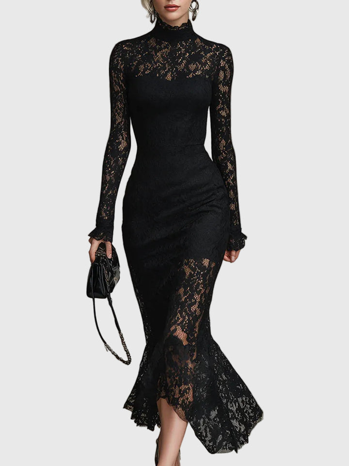 Monica | Abito Maxi Svasato in Pizzo Elegante