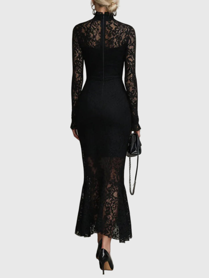 Monica | Abito Maxi Svasato in Pizzo Elegante