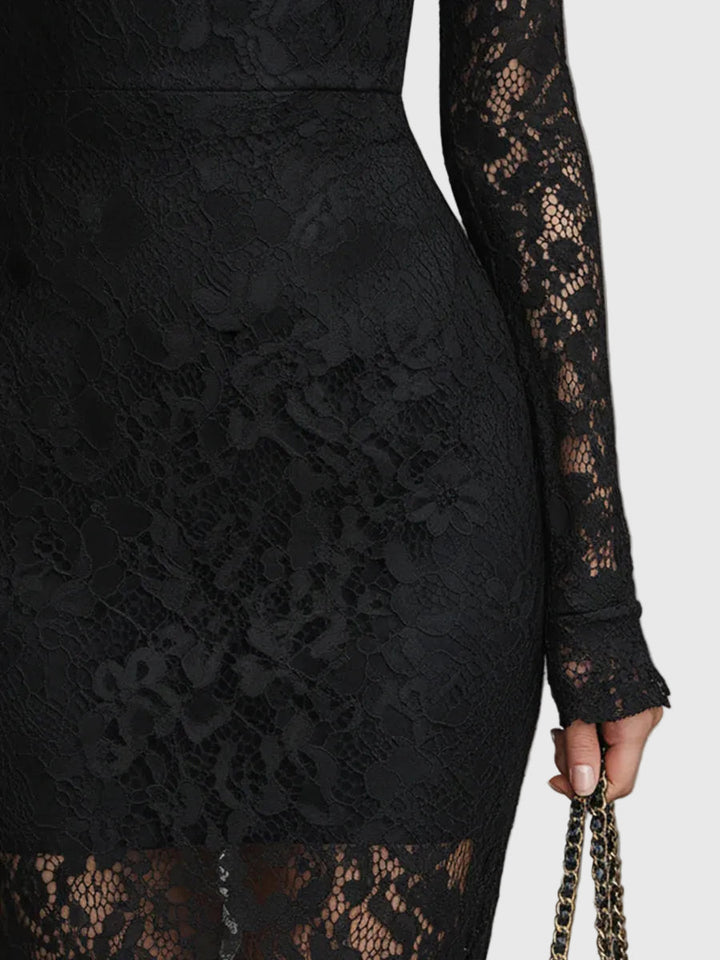 Monica | Abito Maxi Svasato in Pizzo Elegante