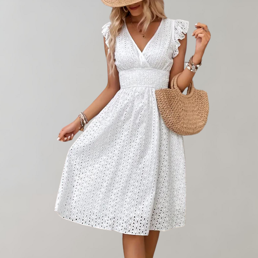 LS | Abito midi in pizzo traforato da donna