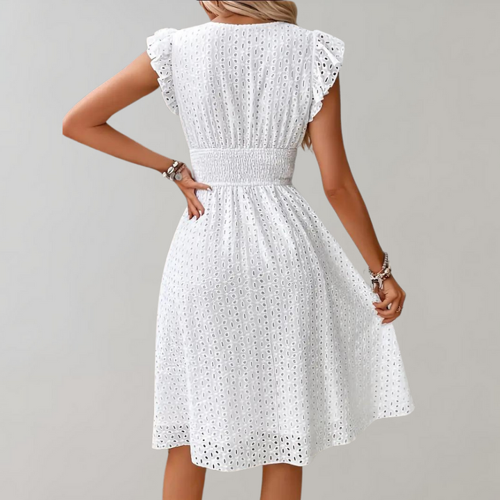 LS | Abito midi in pizzo traforato da donna