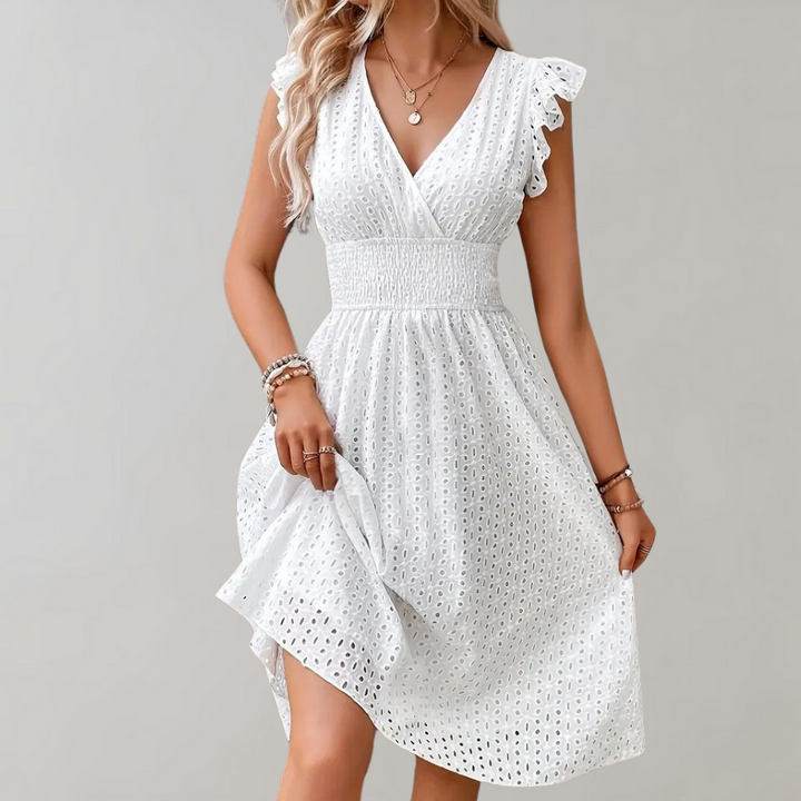 LS | Abito midi in pizzo traforato da donna