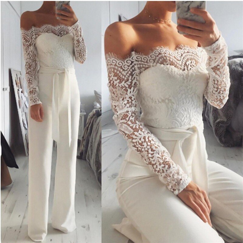 LS | Tuta sofisticata con spalle scoperte da donna