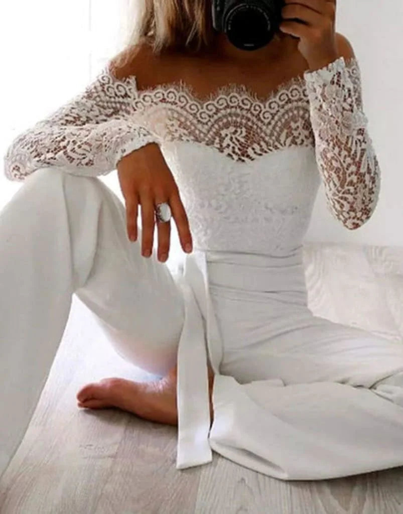 LS | Tuta sofisticata con spalle scoperte da donna