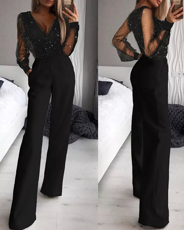 LS | Tuta in mesh scintillante da donna