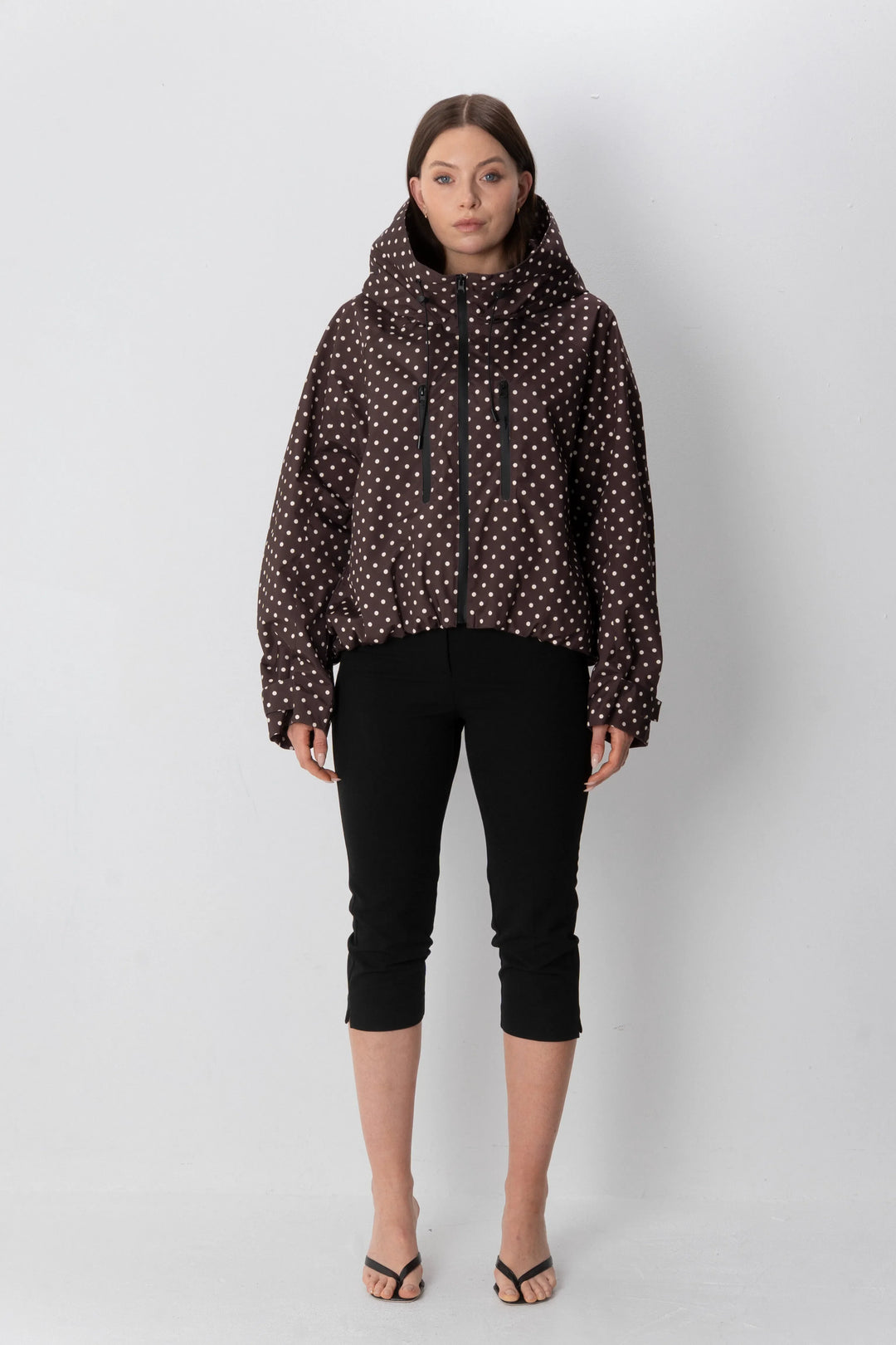 STM-TEX™ Giacca Antipioggia Corta Oversize a Pois Taglia Unica