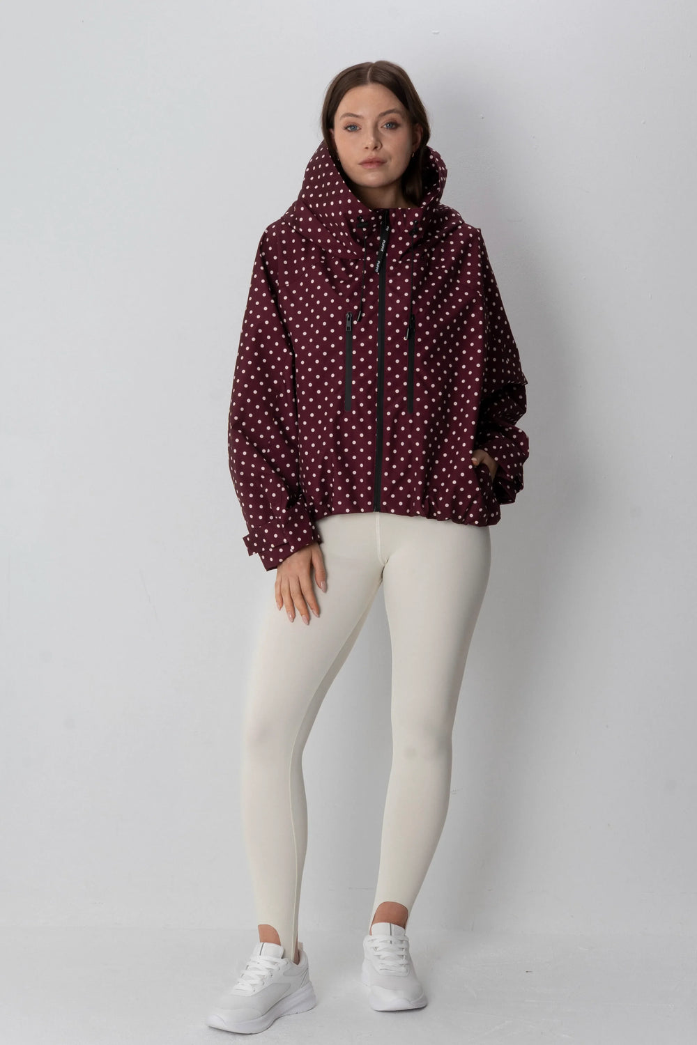 STM-TEX™ Giacca Antipioggia Corta Oversize a Pois Taglia Unica