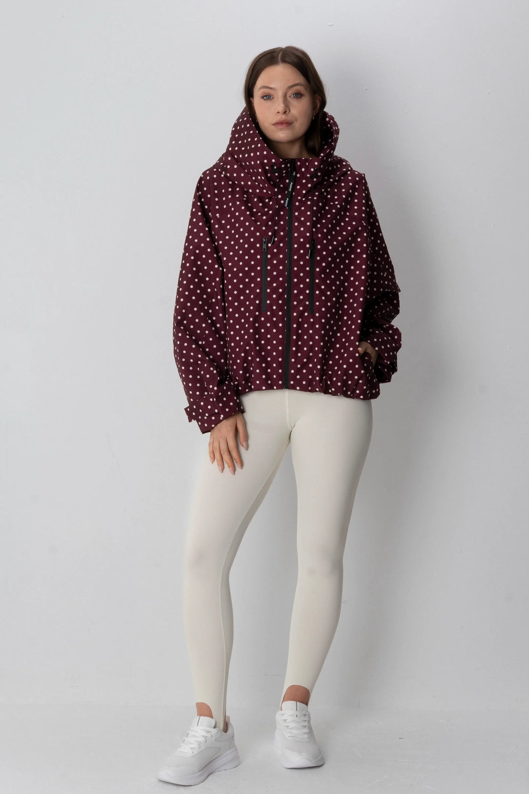 STM-TEX™ Giacca Antipioggia Corta Oversize a Pois Taglia Unica