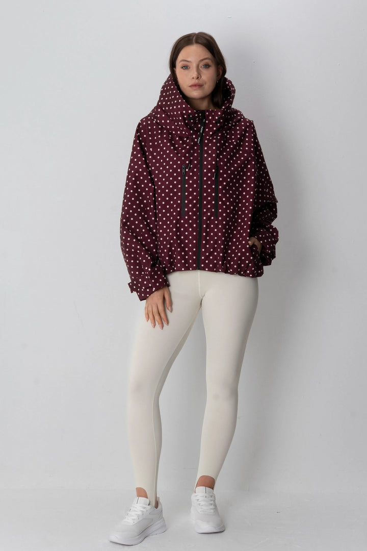 STM-TEX™ Giacca Antipioggia Corta Oversize a Pois Taglia Unica