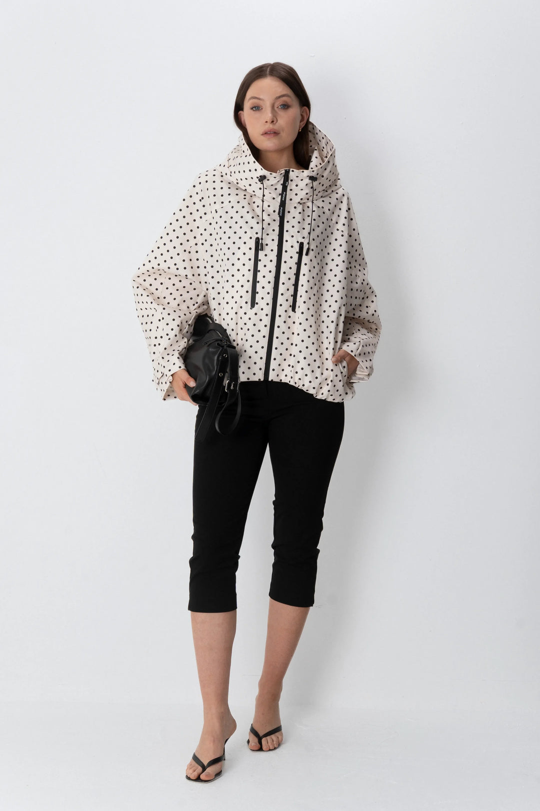 STM-TEX™ Giacca Antipioggia Corta Oversize a Pois Taglia Unica