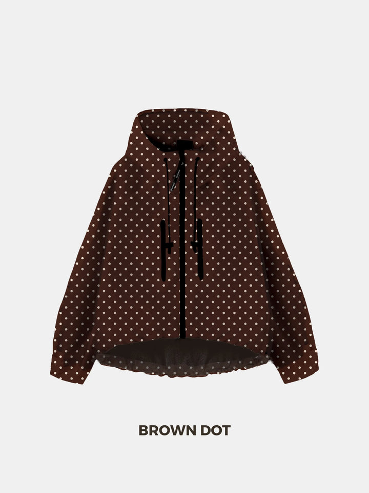 STM-TEX™ Giacca Antipioggia Corta Oversize a Pois Taglia Unica