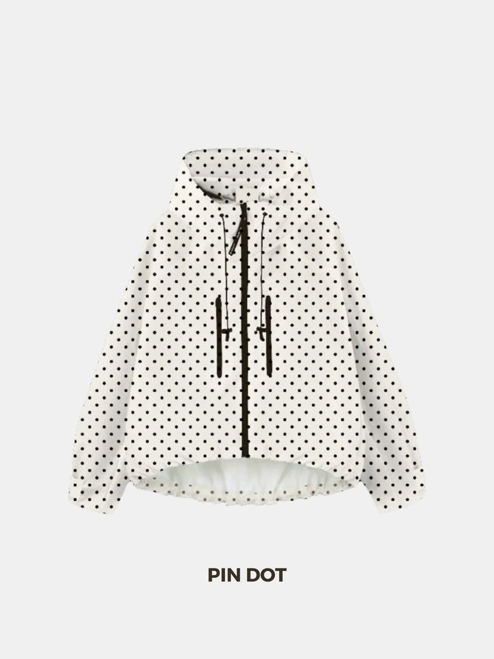 STM-TEX™ Giacca Antipioggia Corta Oversize a Pois Taglia Unica