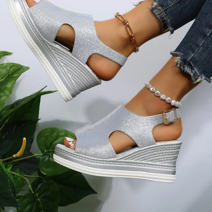 Ginevra | Sandali con zeppa traforati glitter