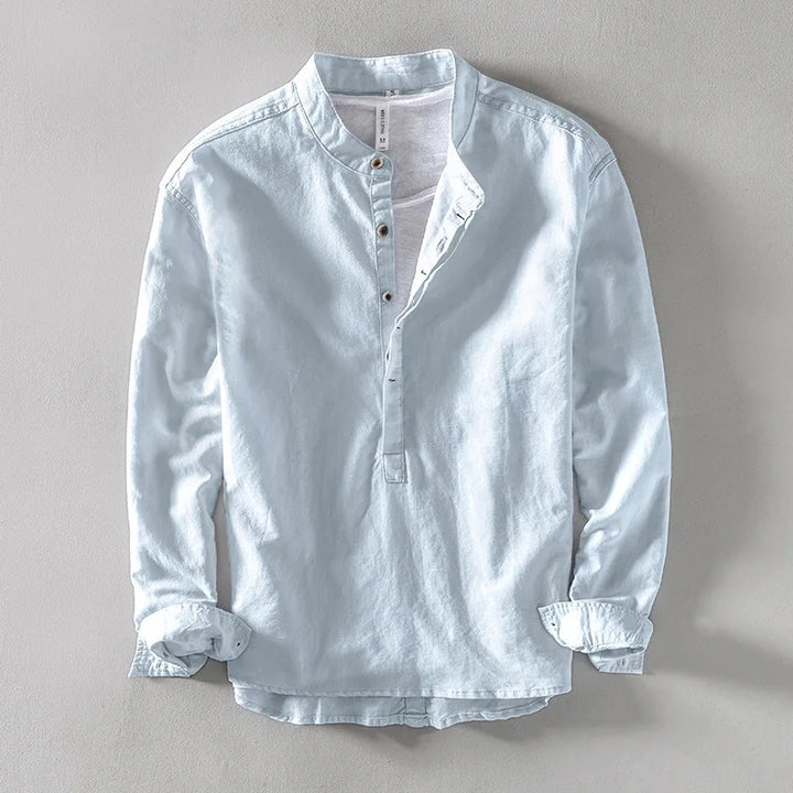Arturo | Camicia in Lino con Collo alla Coreana
