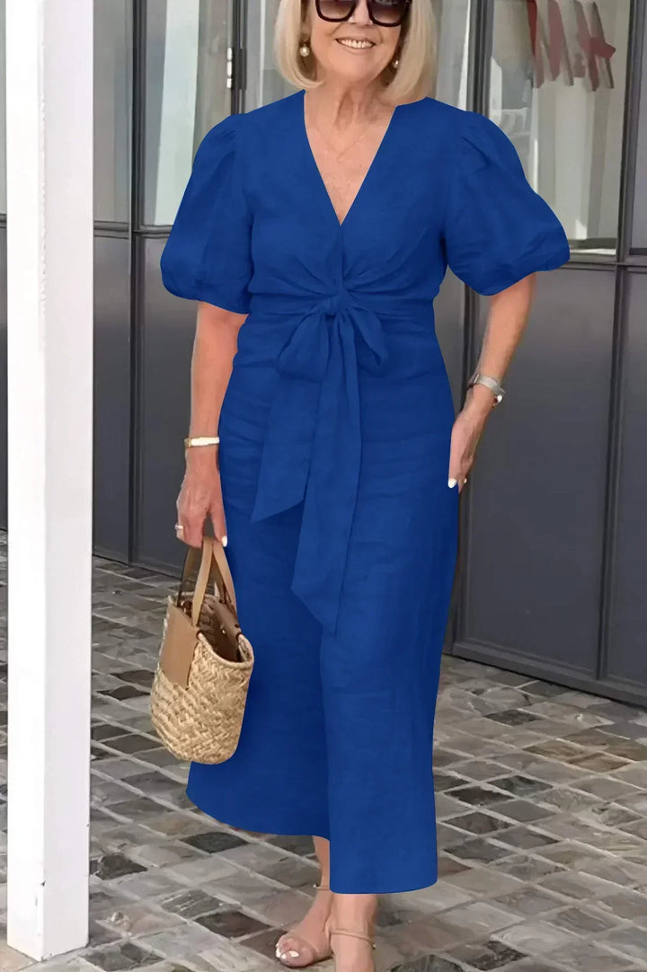 LYNORA | ABITO MIDI ELEGANTE CON SCOLLO A V