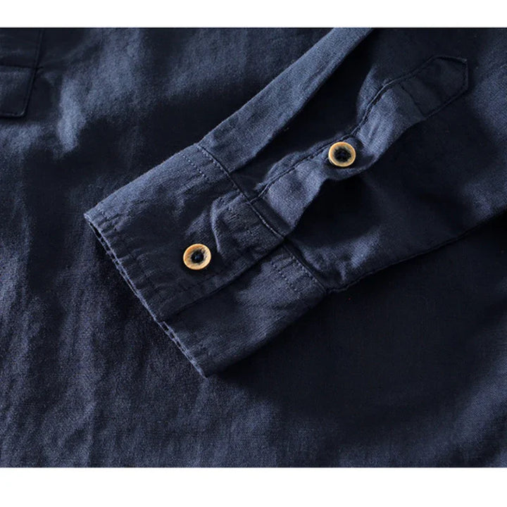 Arturo | Camicia in Lino con Collo alla Coreana