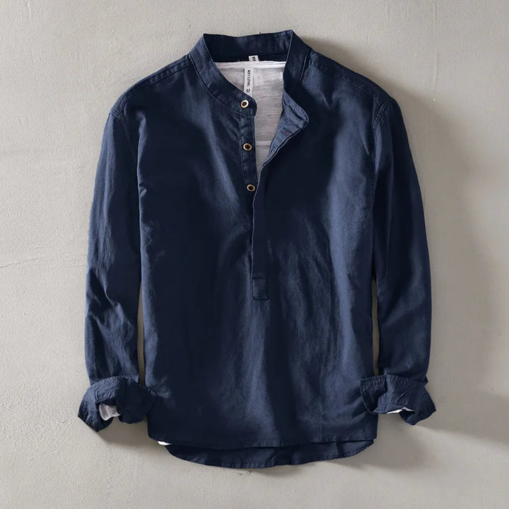 Arturo | Camicia in Lino con Collo alla Coreana