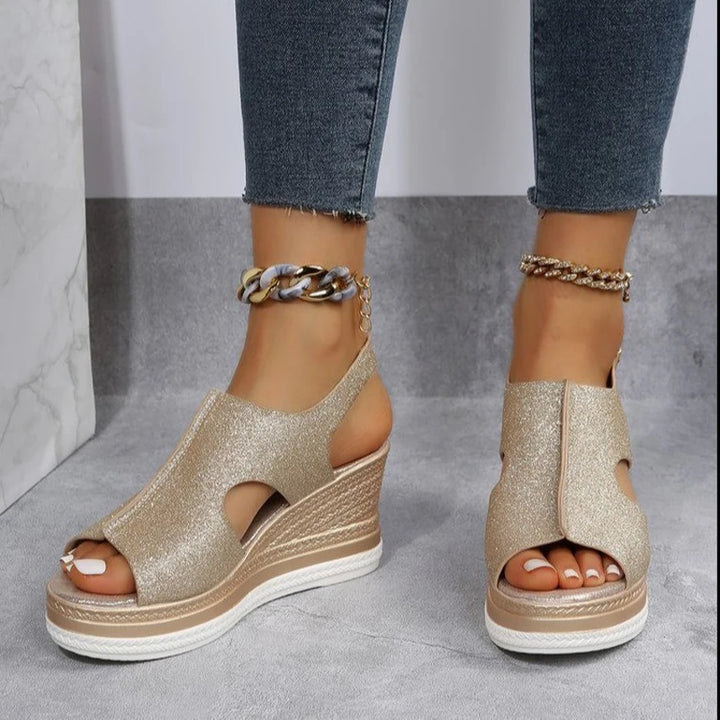 Ginevra | Sandali con zeppa traforati glitter