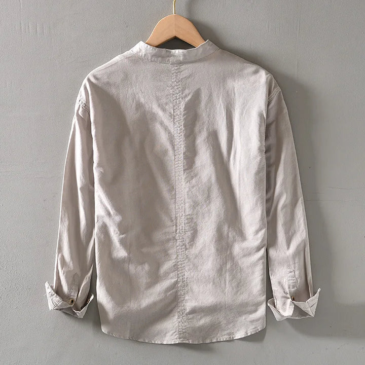 Arturo | Camicia in Lino con Collo alla Coreana