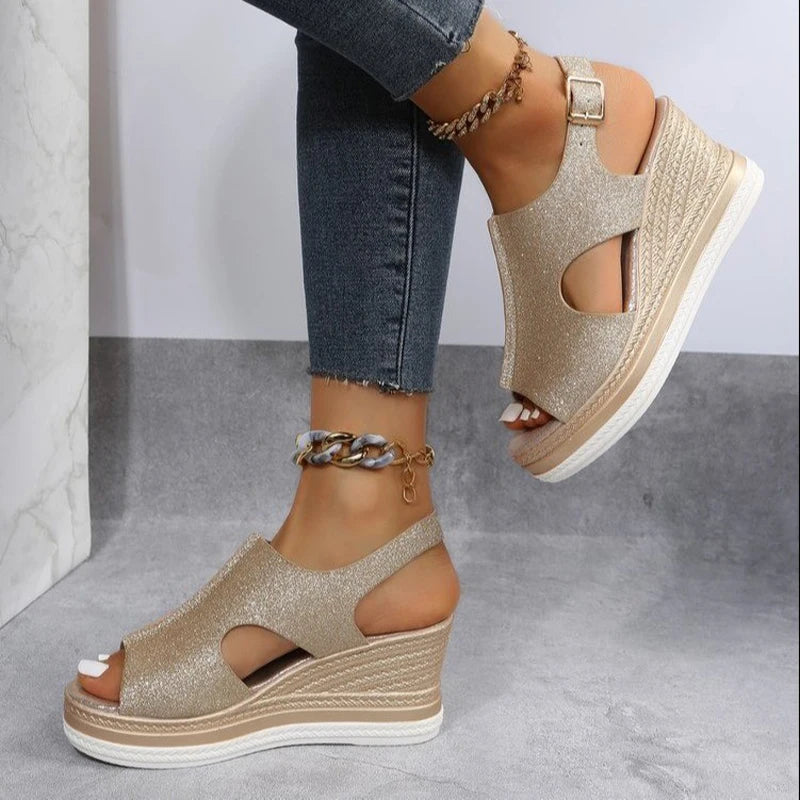 Ginevra | Sandali con zeppa traforati glitter