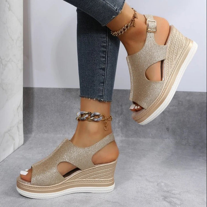 Ginevra | Sandali con zeppa traforati glitter
