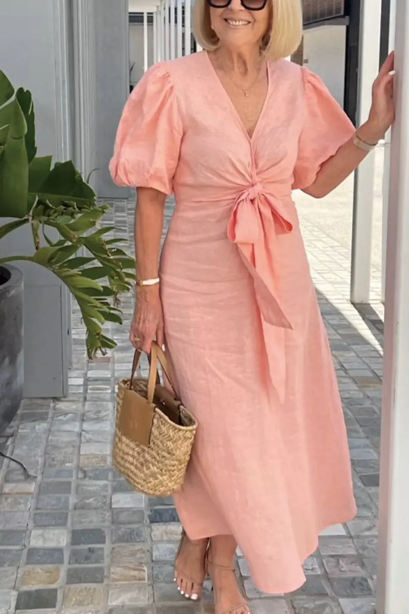 LYNORA | ABITO MIDI ELEGANTE CON SCOLLO A V