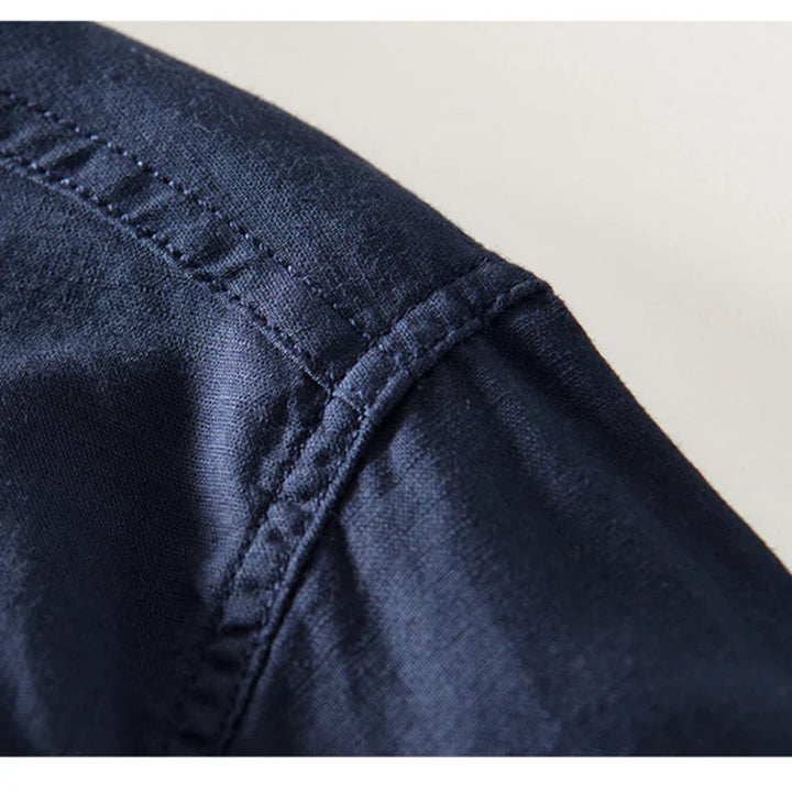 Arturo | Camicia in Lino con Collo alla Coreana