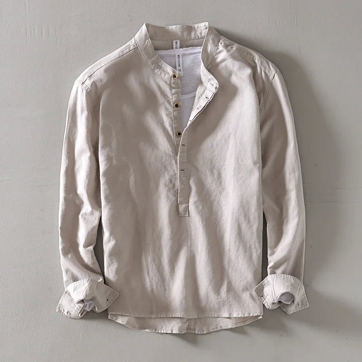 Arturo | Camicia in Lino con Collo alla Coreana