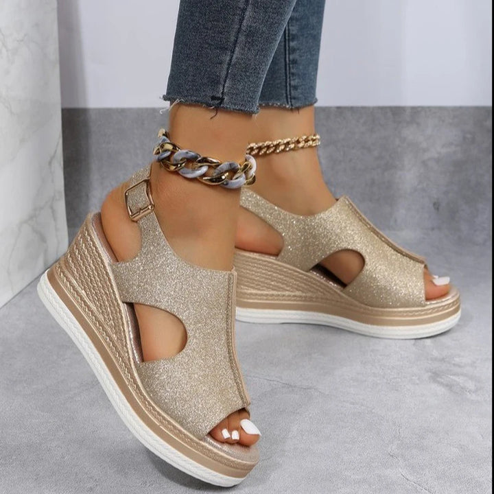 Ginevra | Sandali con zeppa traforati glitter