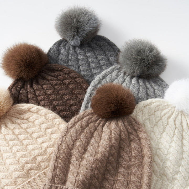 Berretto in cashmere a trecce da donna