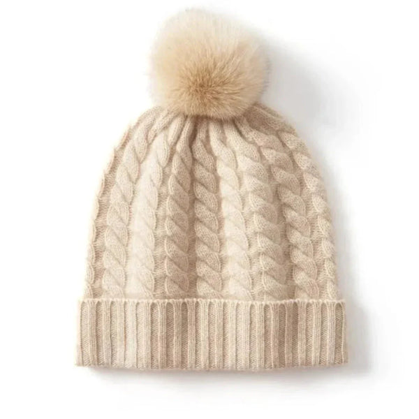 Berretto in cashmere a trecce da donna