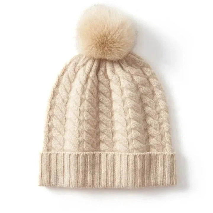 Berretto in cashmere a trecce da donna