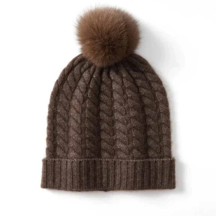 Berretto in cashmere a trecce da donna