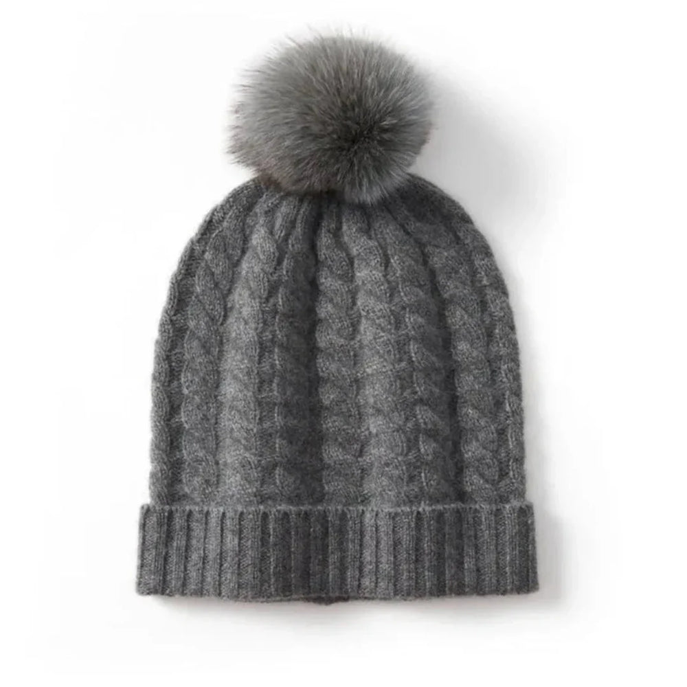 Berretto in cashmere a trecce da donna