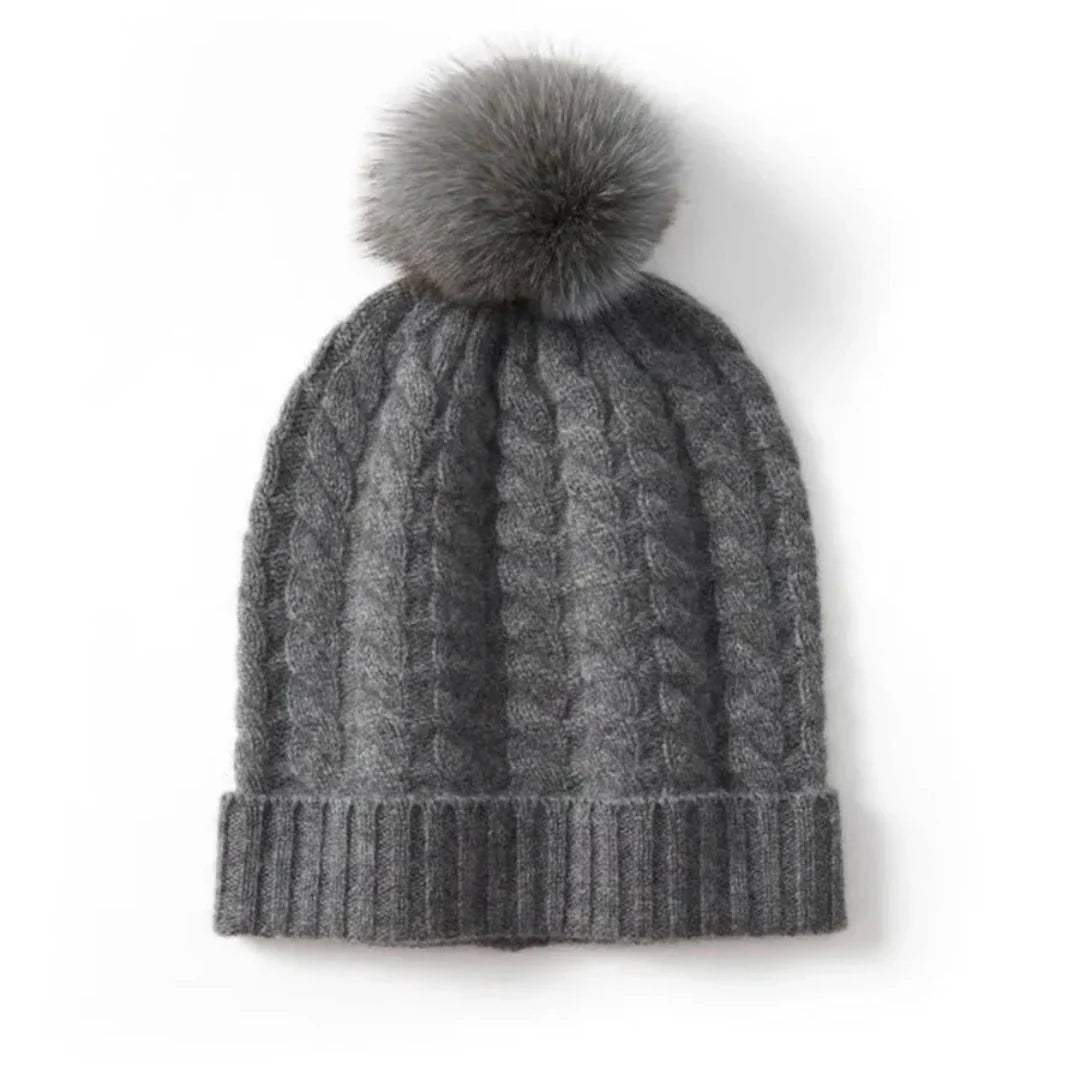 Berretto in cashmere a trecce da donna