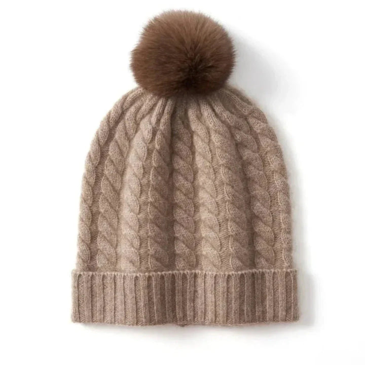Berretto in cashmere a trecce da donna