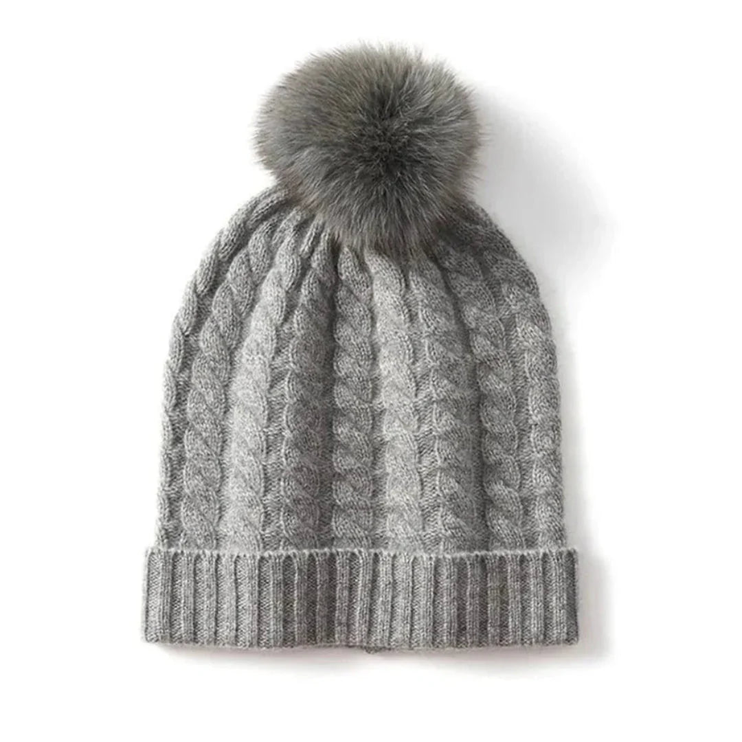 Berretto in cashmere a trecce da donna