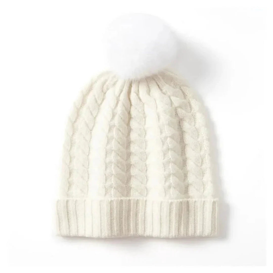 Berretto in cashmere a trecce da donna