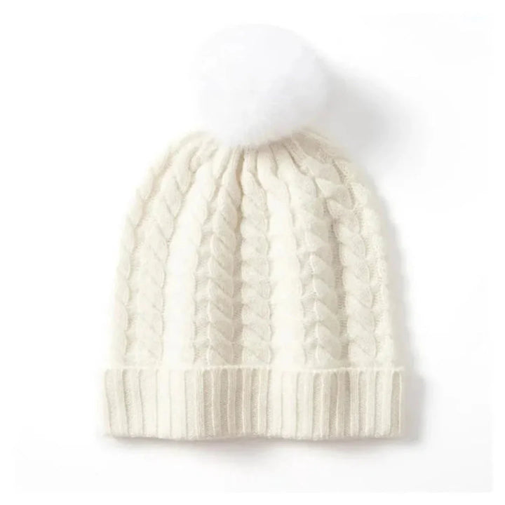 Berretto in cashmere a trecce da donna