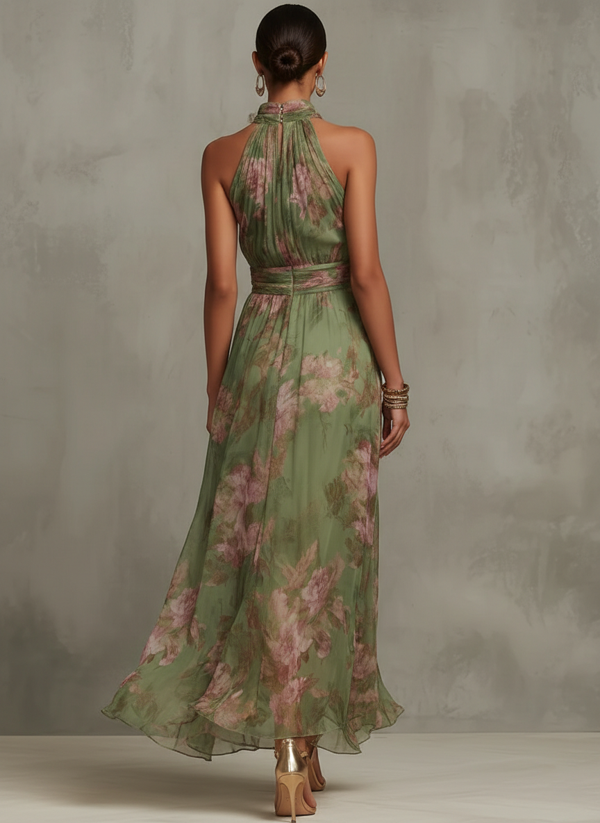 Sophie | Abito lungo a fiori con scollo all'americana