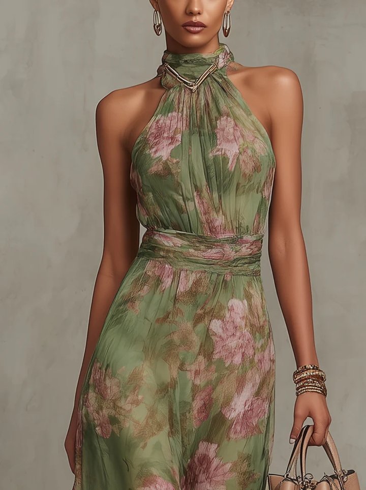 Sophie | Abito lungo a fiori con scollo all'americana