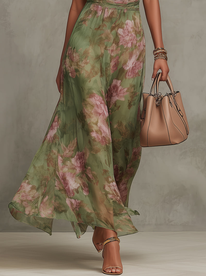 Sophie | Abito lungo a fiori con scollo all'americana